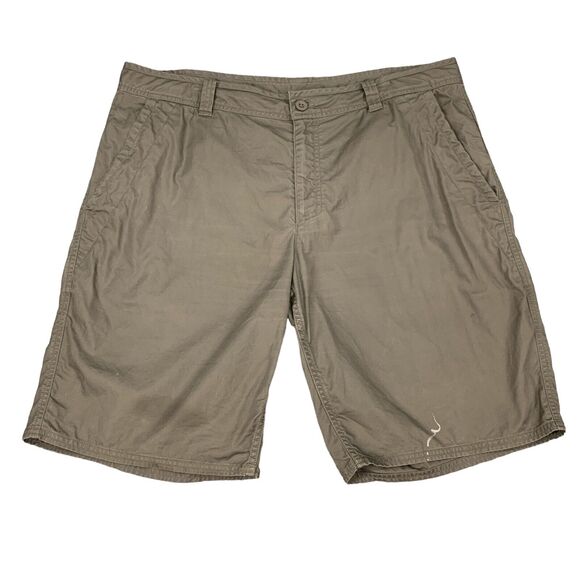 The North Face Khaki Shorts Mens XL Brown Cotton Flat Front Outdoor 3 Pockets - Picture 1 of 14